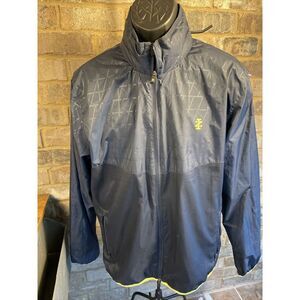 Izod Golf Windbreaker Mens Size Large Blue Full‎ Zip Active Hoodie Collar